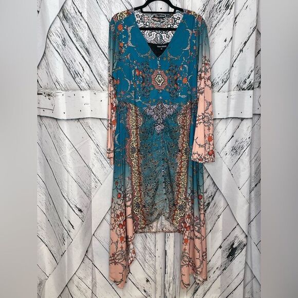 Tolani Collection Asymmetric Hem Button Front Printed Dress M - Picture 2 of 11